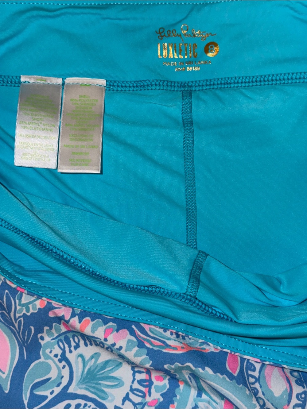Lilly Pulitzer Luxletic Blue Pink Paisley Skort - Picture 4 of 4